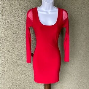 No.154 Symphony Red Bodycon Long Sleeve Dress Size Medium